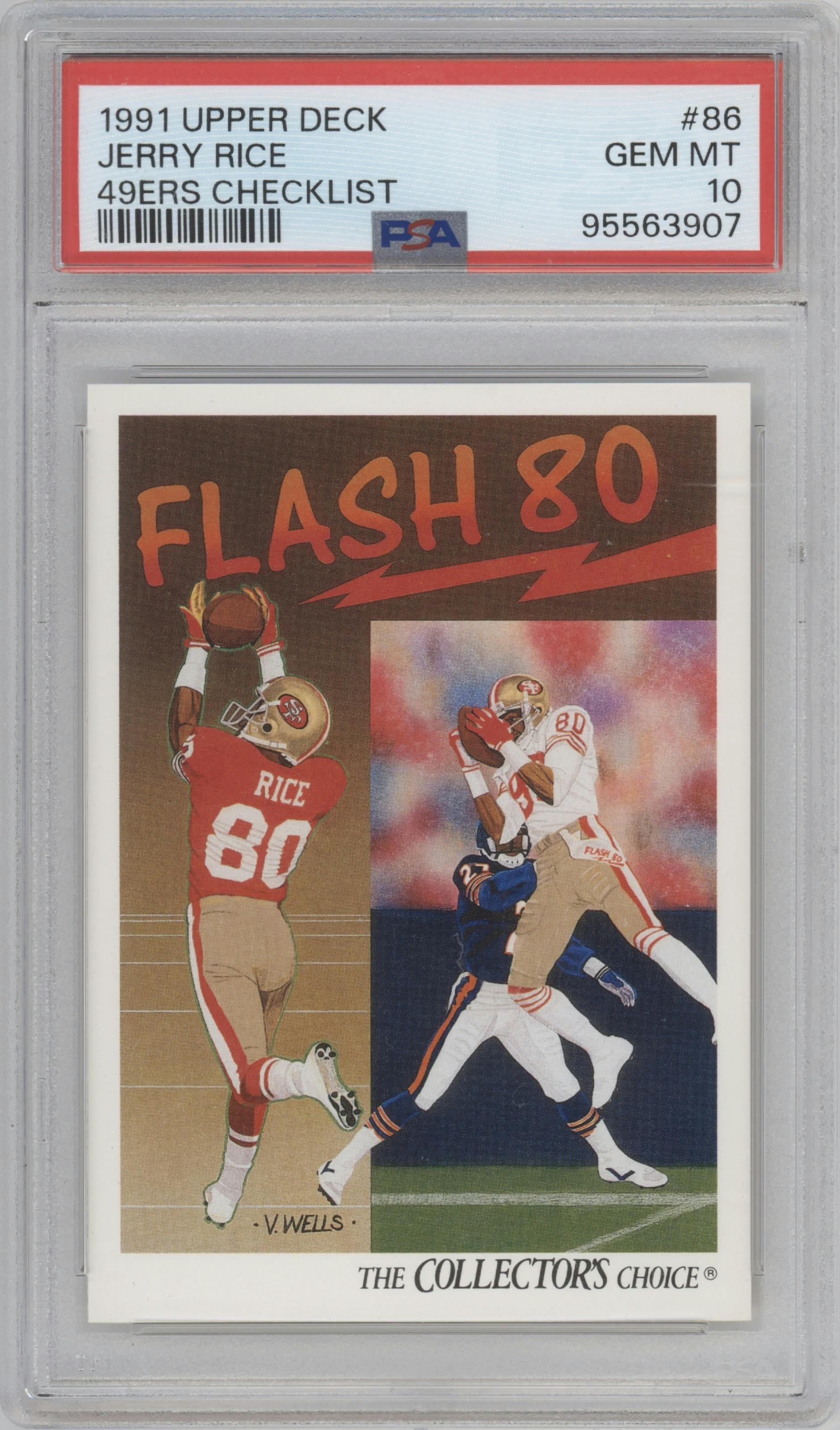 Jerry Rice from the 1991 Upper Deck set graded by PSA and given an overall grade of 10.