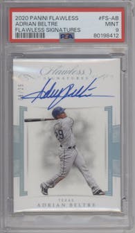 Adrian Beltre from the 2020 Panini Flawless set graded by PSA and given an overall grade of 9.