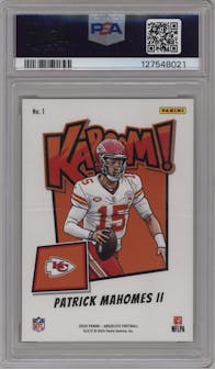 Patrick Mahomes II from the 2024 Panini Absolute set graded by PSA and given an overall grade of 9.