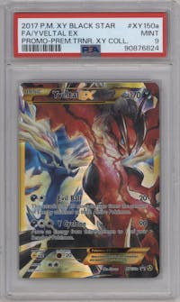 Yveltal EX from the 2017 Pokemon XY set featuring a Premium Trainer XY Collection parallel graded by PSA and given an overall grade of 9.
