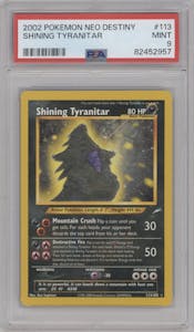 Shining Tyranitar from the 2002 Pokemon Neo Genesis set graded by PSA and given an overall grade of 9.
