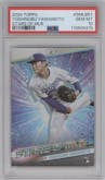 Yoshinobu Yamamoto from the 2024 Topps  set graded by PSA and given an overall grade of 10.