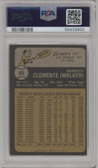 Roberto Clemente from the 1973 Topps set graded by PSA and given an overall grade of 6.