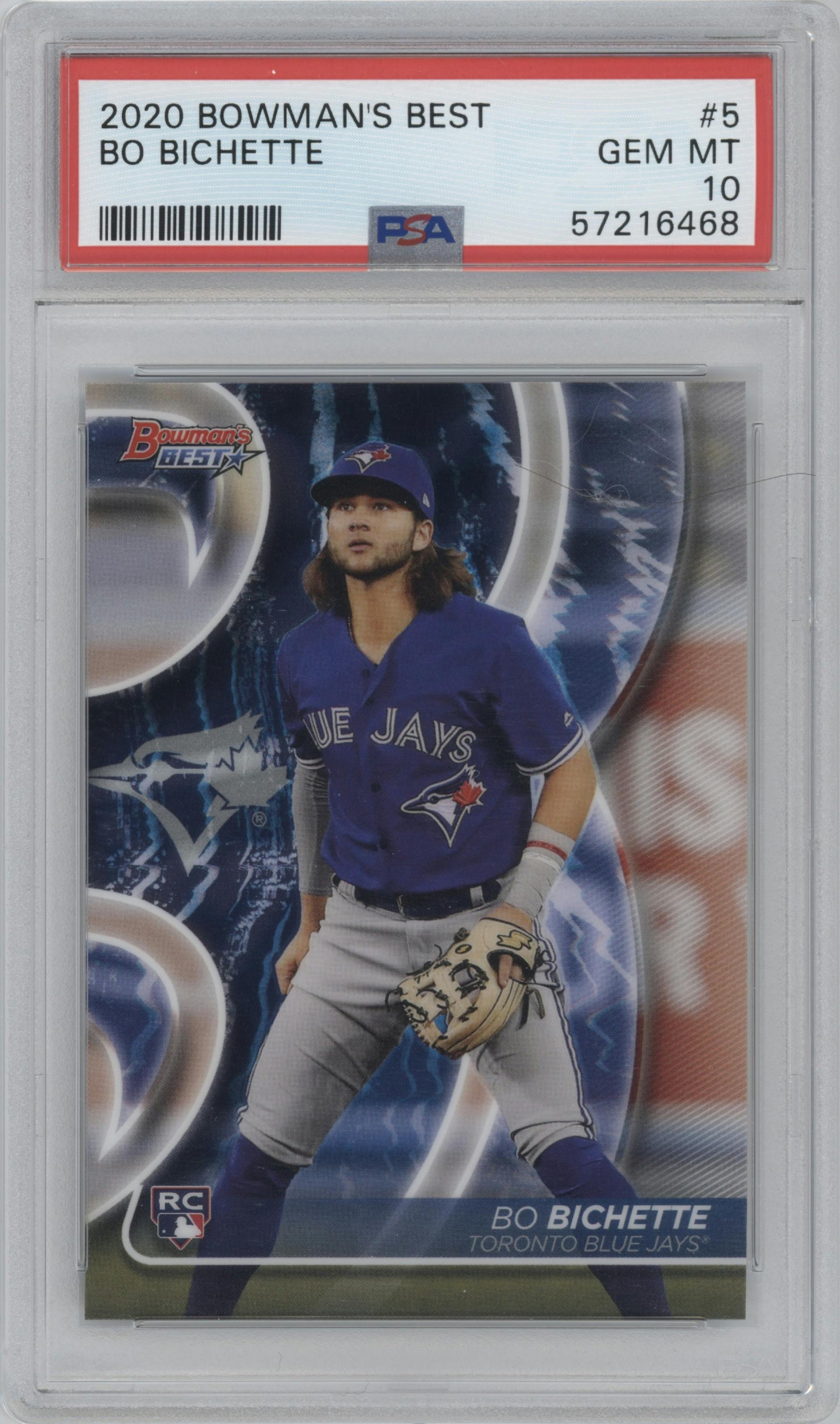 Bo Bichette from the 2020 Bowman’s Best set graded by PSA and given an overall grade of 10.