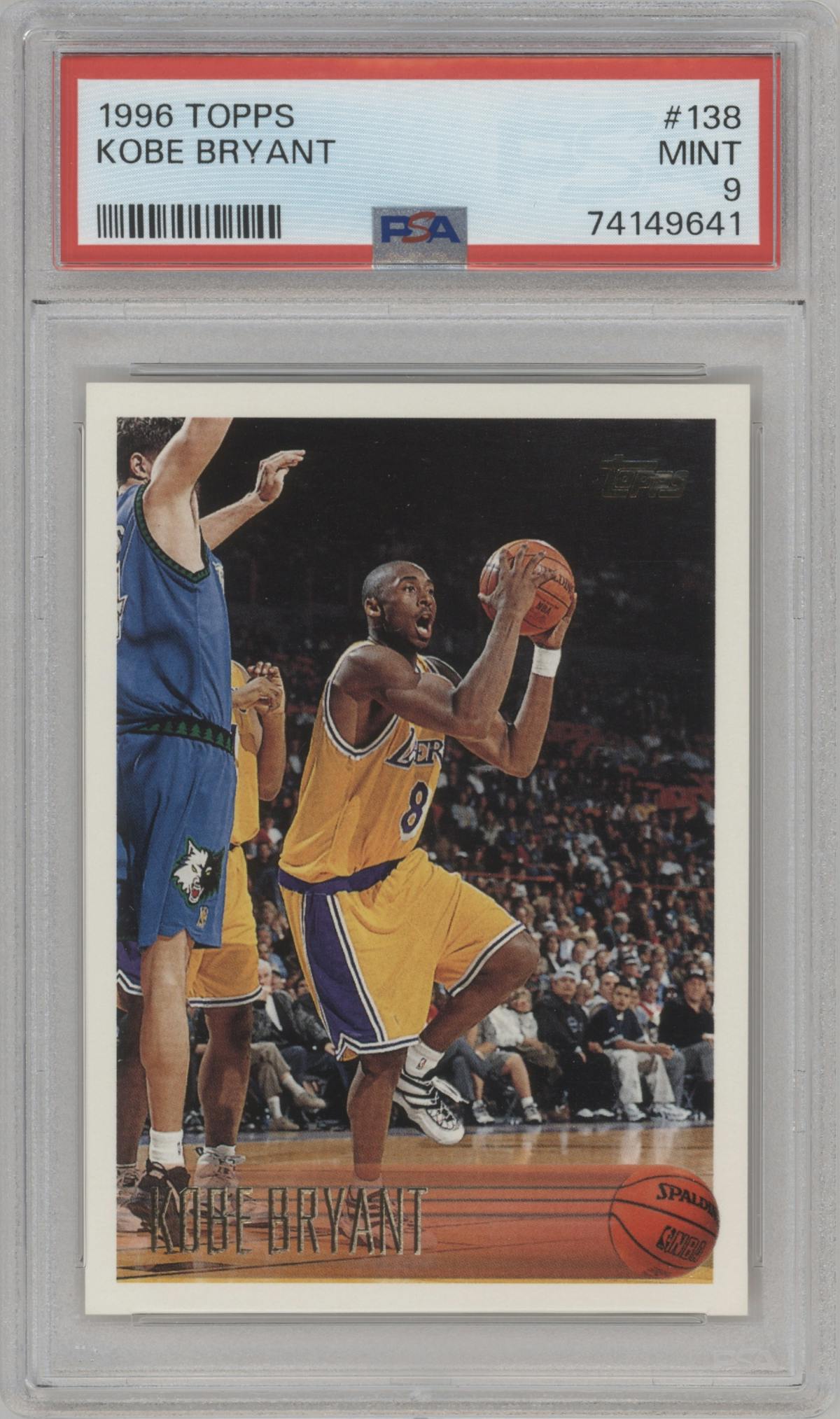 Kobe Bryant  from the 1996-97 Topps set graded by PSA and given an overall grade of 9.