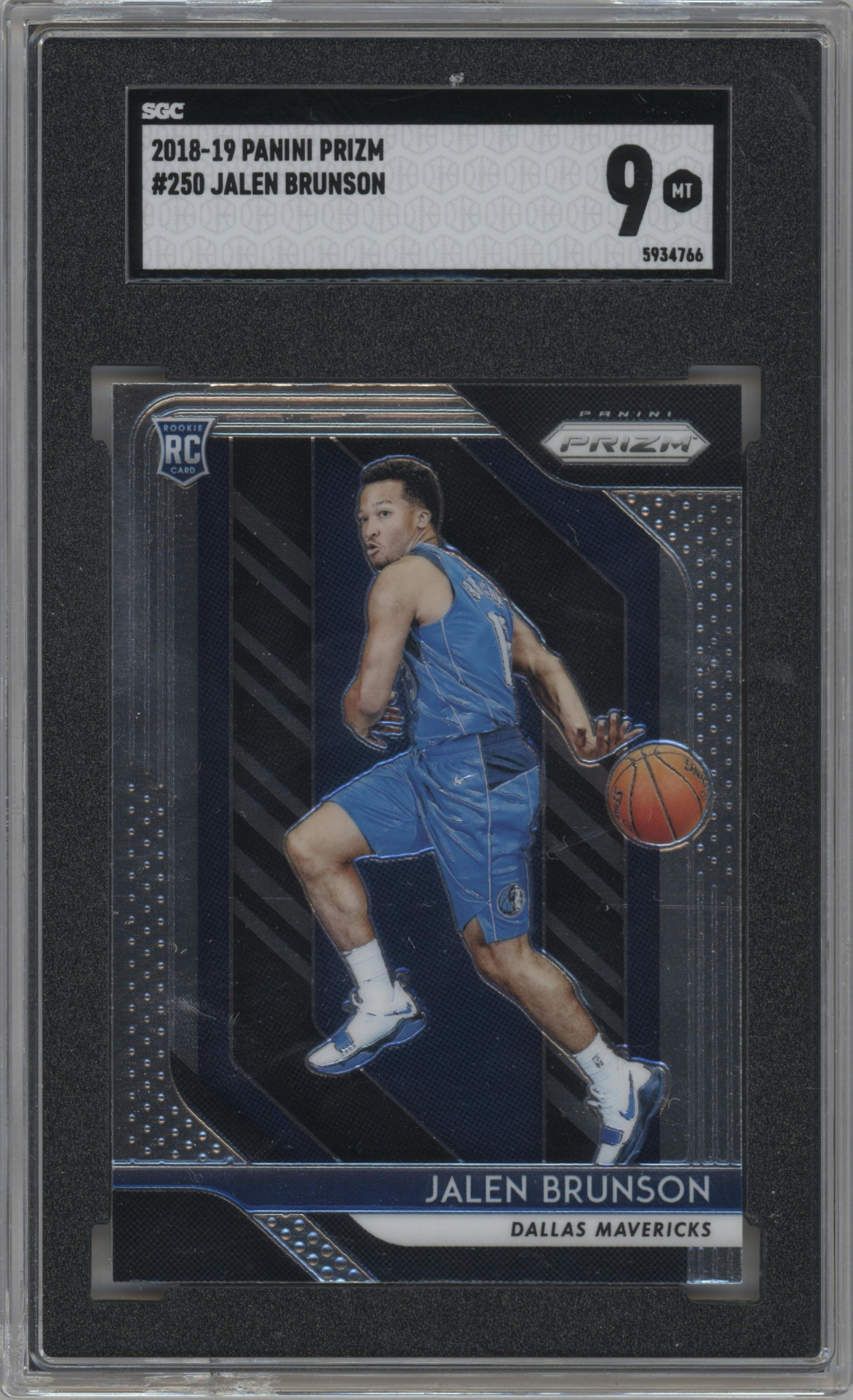 Jalen Brunson from the 2018-19 Panini Prizm set graded by SGC and given an overall grade of 9.