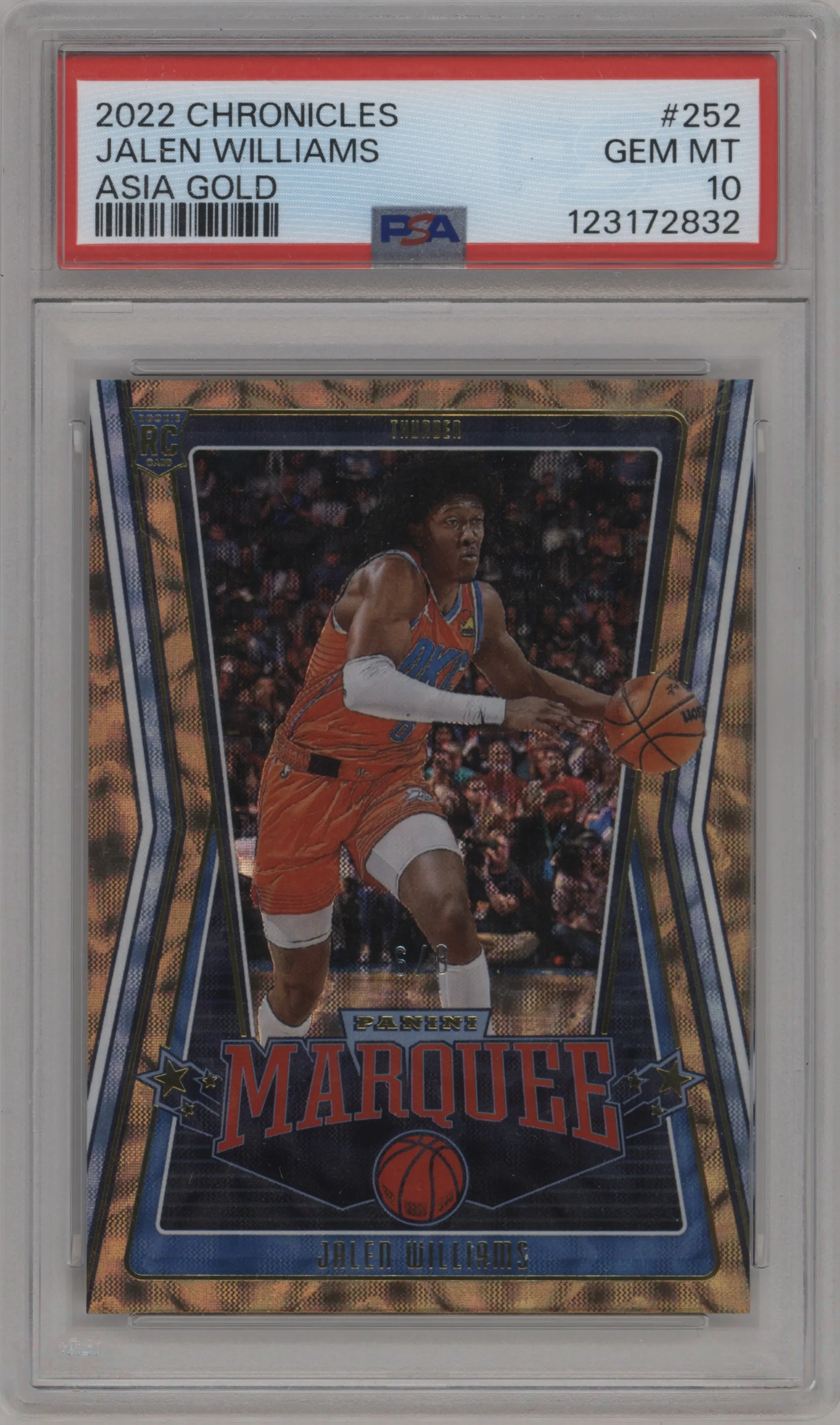 2022 Panini Chronicles Marquee Jalen Williams Asia Gold #252 PSA 10