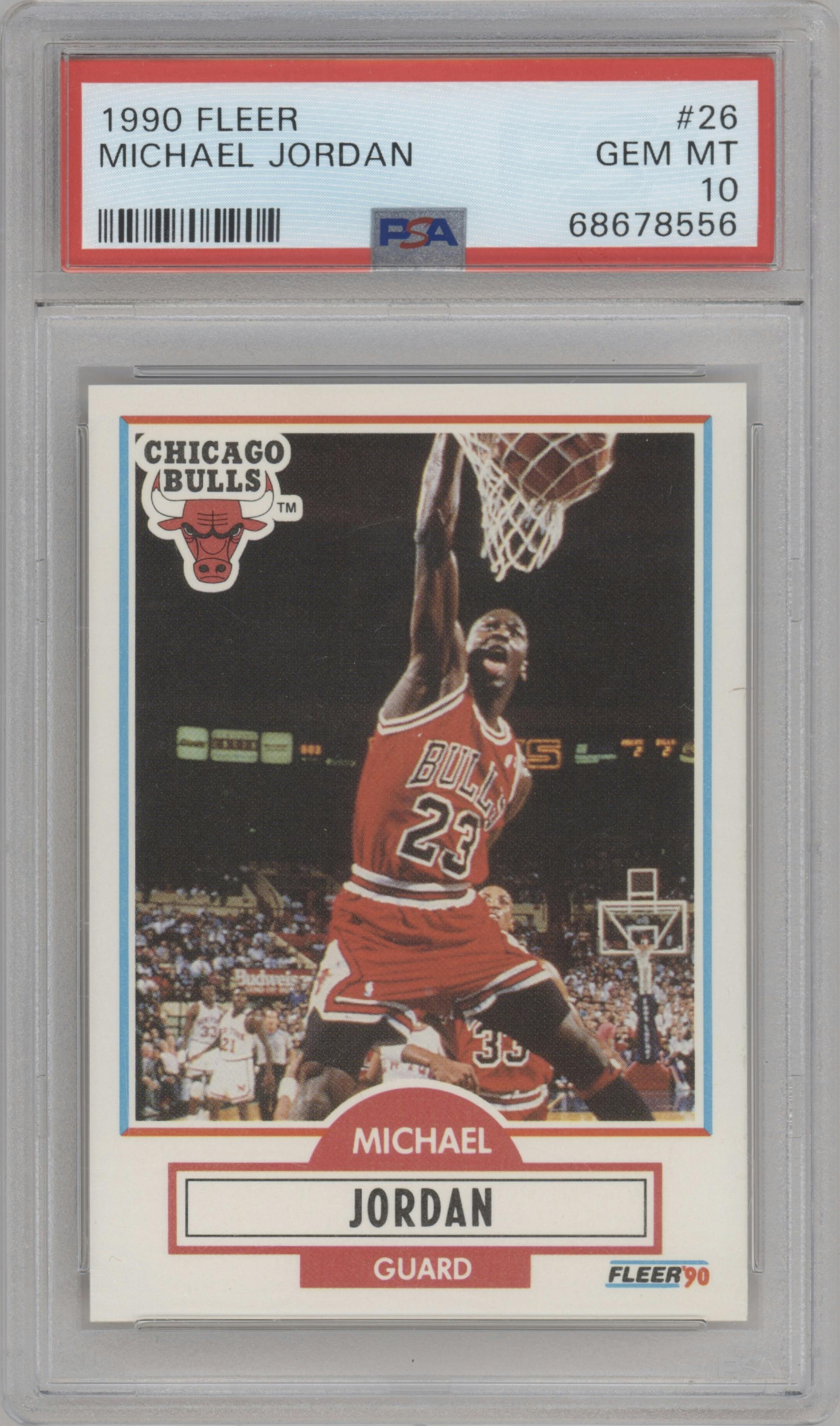 Michael Jordan from the 1990-91 Fleer set graded by PSA and given an overall grade of 10.