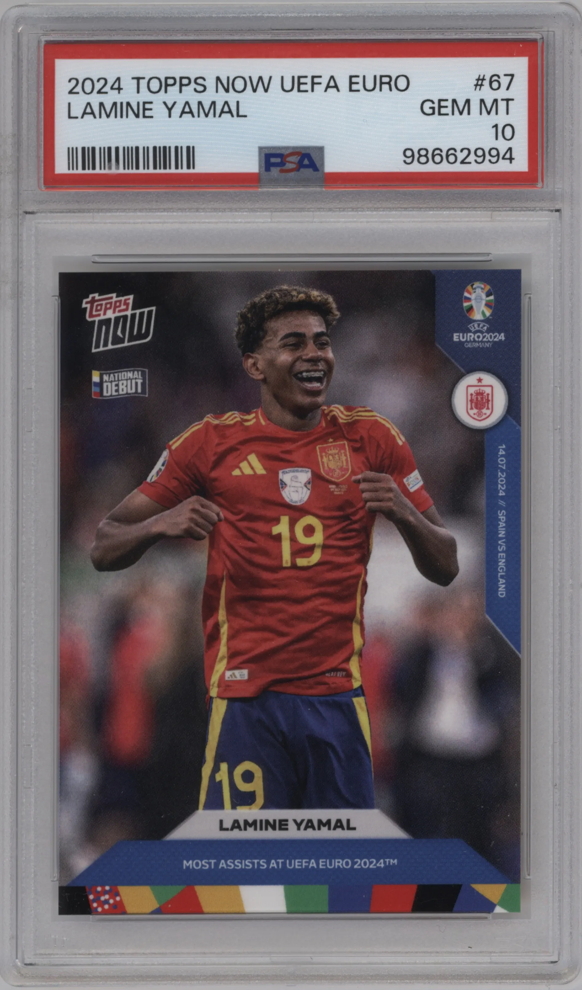 2024 Topps Now UEFA EURO Lamine Yamal PSA 10