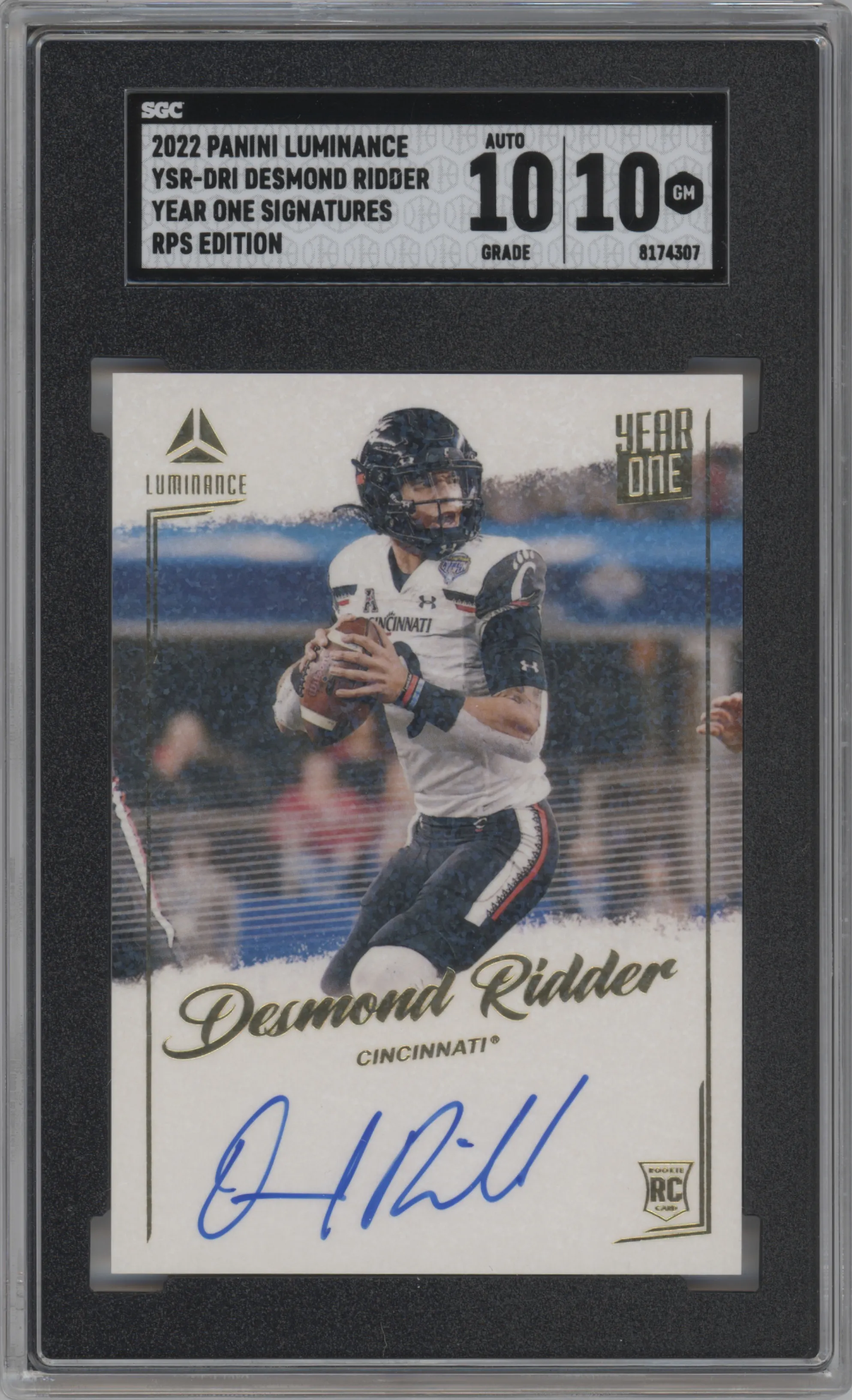 2022 Panini Luminance Year One Sig.RPS Desmond Ridder #YSR-DRI SGC 10
