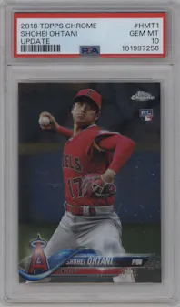 Shohei Ohtani from the 2018 Topps Chrome Update set graded by PSA and given an overall grade of 10.