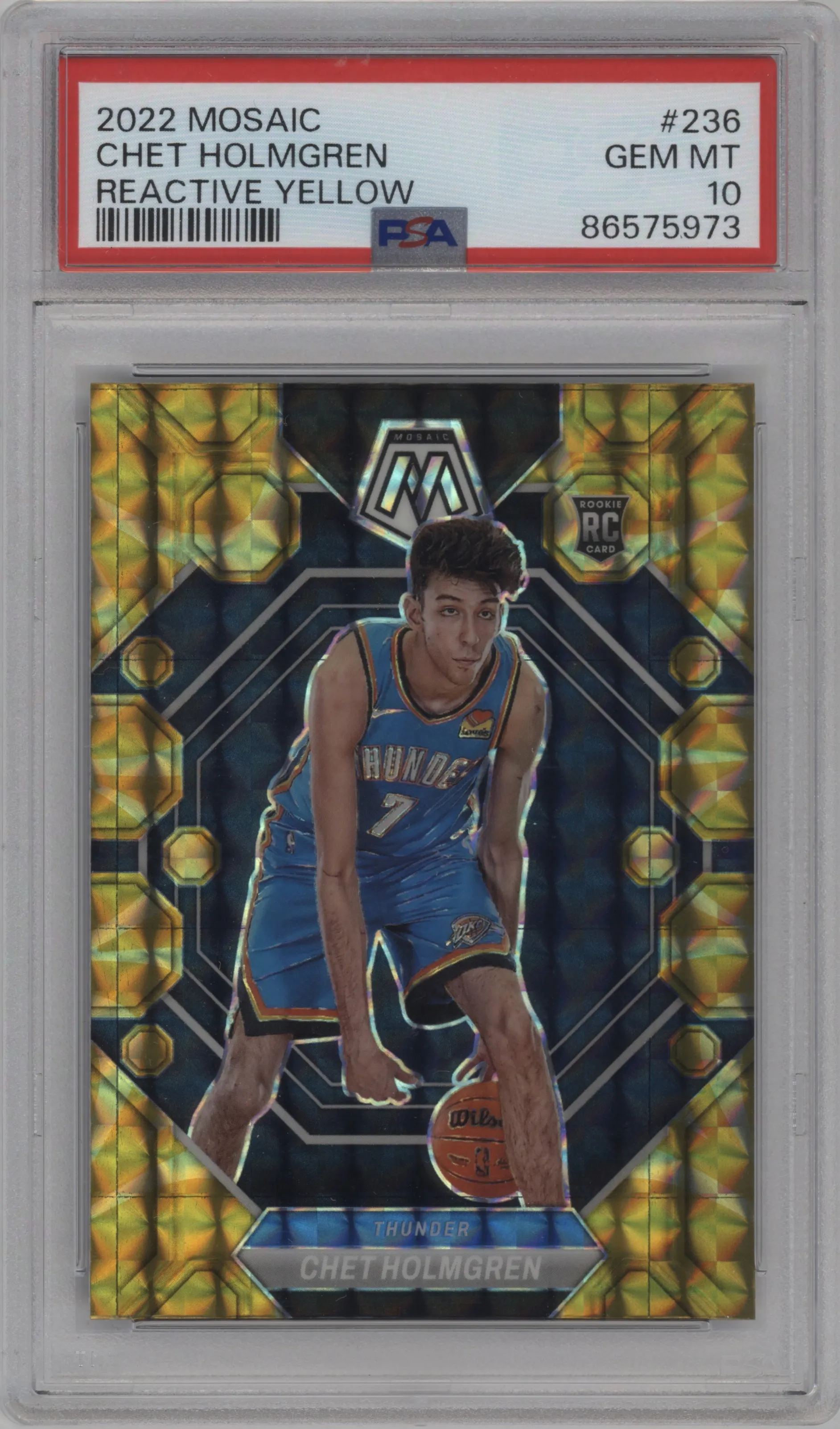 2022 Panini Mosaic Chet Holmgren Reactive Yellow PSA 10