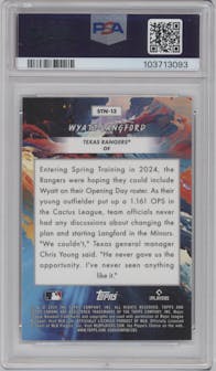 Wyatt Langford from the 2024 Topps Cosmic Chrome set graded by PSA and given an overall grade of 10.
