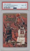 Michael Jordan/Dennis Rodman from the 1997-98 Fleer set graded by PSA and given an overall grade of 8.