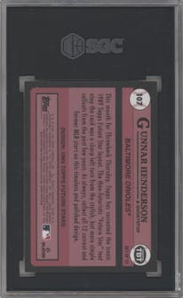 Gunnar Henderson from the 2023 Topps Throwback Thursday set graded by SGC and given an overall grade of 10.