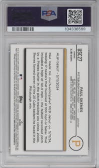 Paul Skenes from the 2024 Topps Chrome Update set featuring a X-Fractor parallel graded by PSA and given an overall grade of 10.
