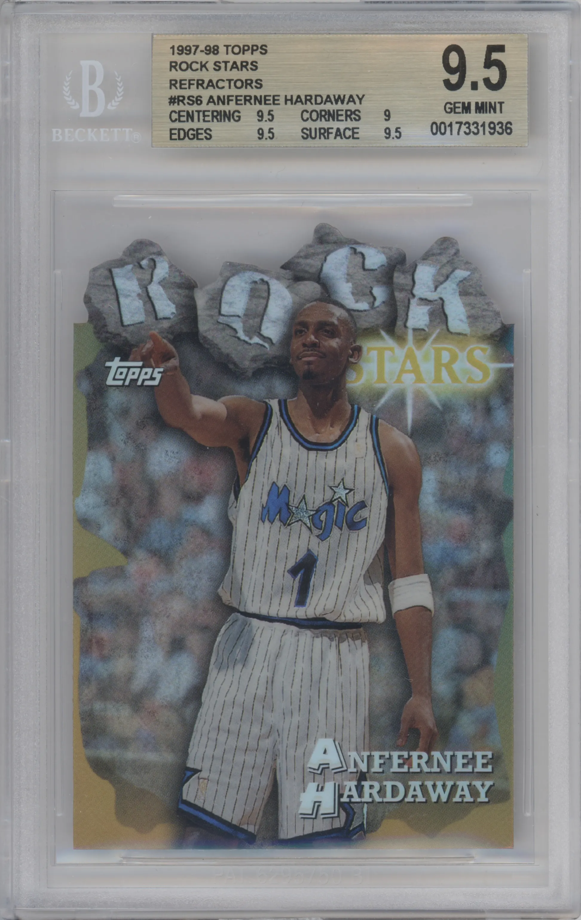 1997 Topps Rock Stars Anfernee Hardaway Refractor #RS6 BGS 9.5