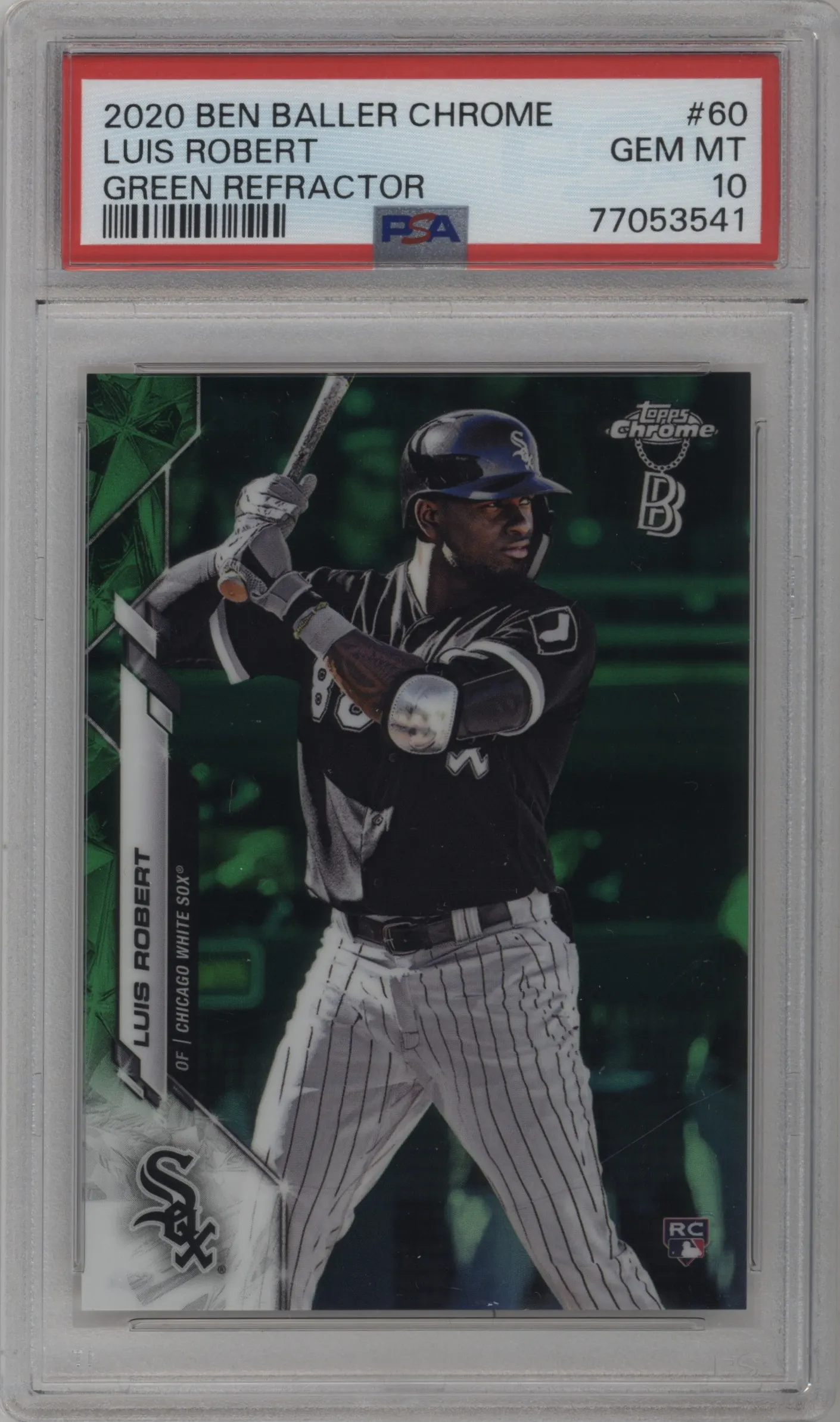 2020 Topps Chrome Ben Baller Edition Luis Robert Green Refractor PSA 10