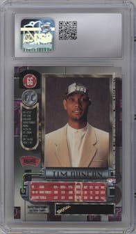 Tim Duncan from the 1997-98 Metal Universe set graded by CSG and given an overall grade of 10.