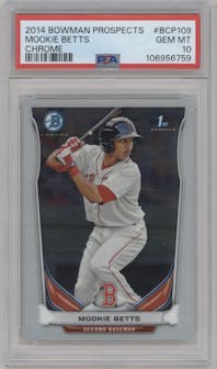 Mookie Betts from the 2014 Bowman set graded by PSA and given an overall grade of 10.