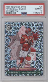 Patrick Mahomes II from the 2023 Donruss Optic set graded by PSA and given an overall grade of 10.
