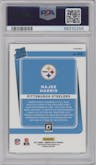 Najee Harris from the 2021 Panini Donruss Optic set featuring a Green Velocity parallel graded by PSA and given an overall grade of 9.
