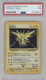 Zapdos from the 1999 Pokemon set graded by PSA and given an overall grade of 7.