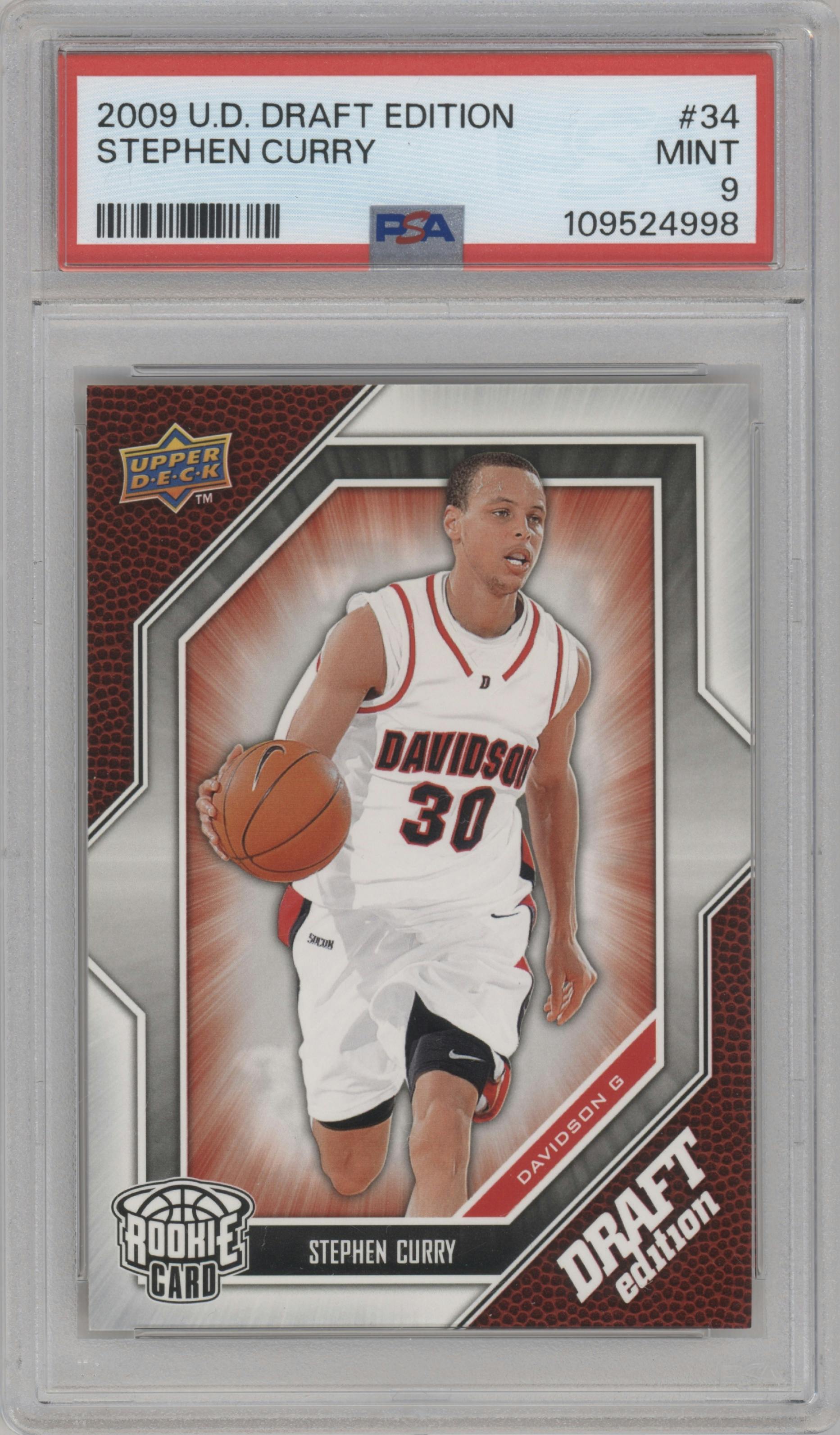 Stephen Curry from the 2009-10 UD Draft Edition set graded by PSA and given an overall grade of 9.