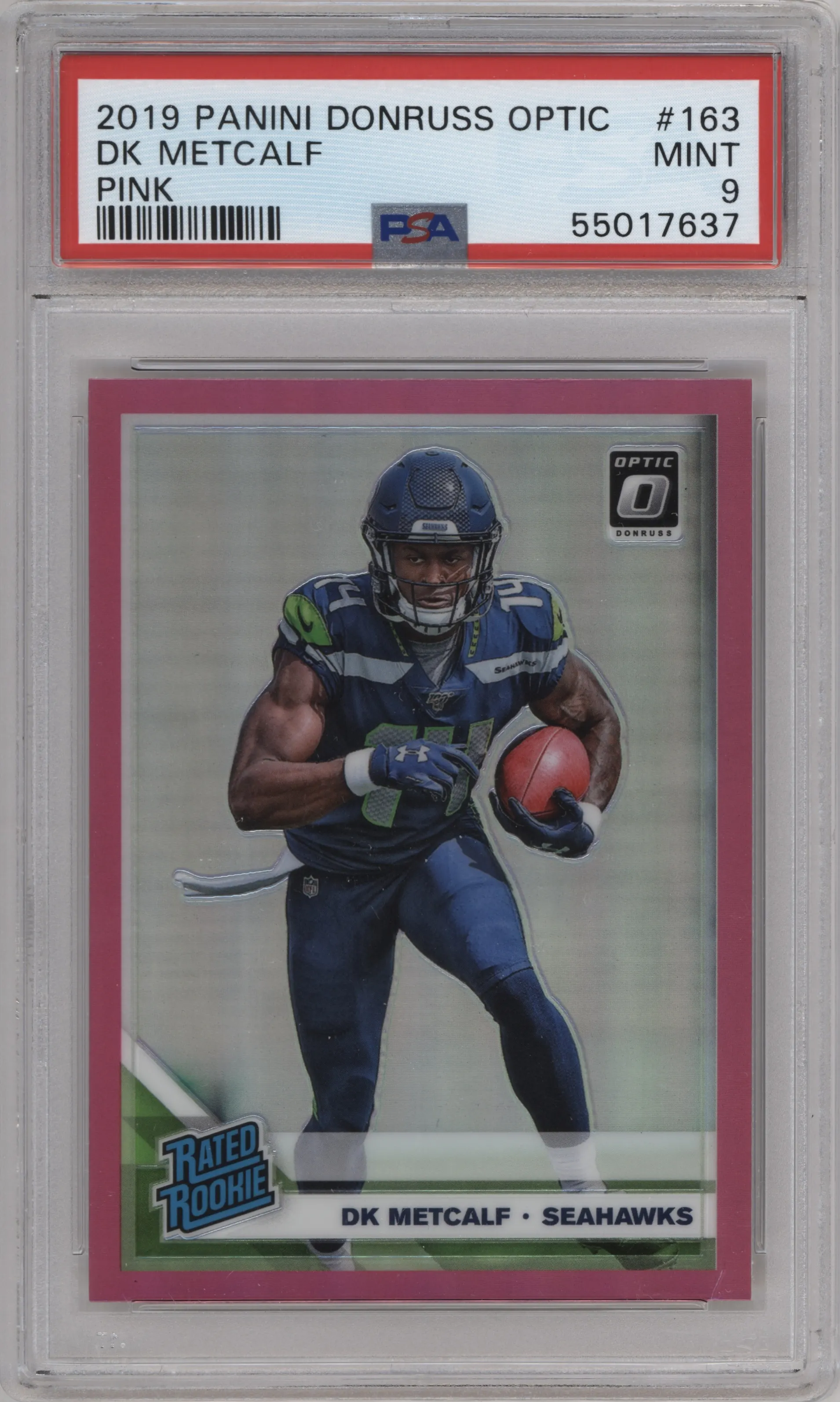 2019 Panini Donruss Optic Rated Rookie DK Metcalf Pink #163 PSA 9