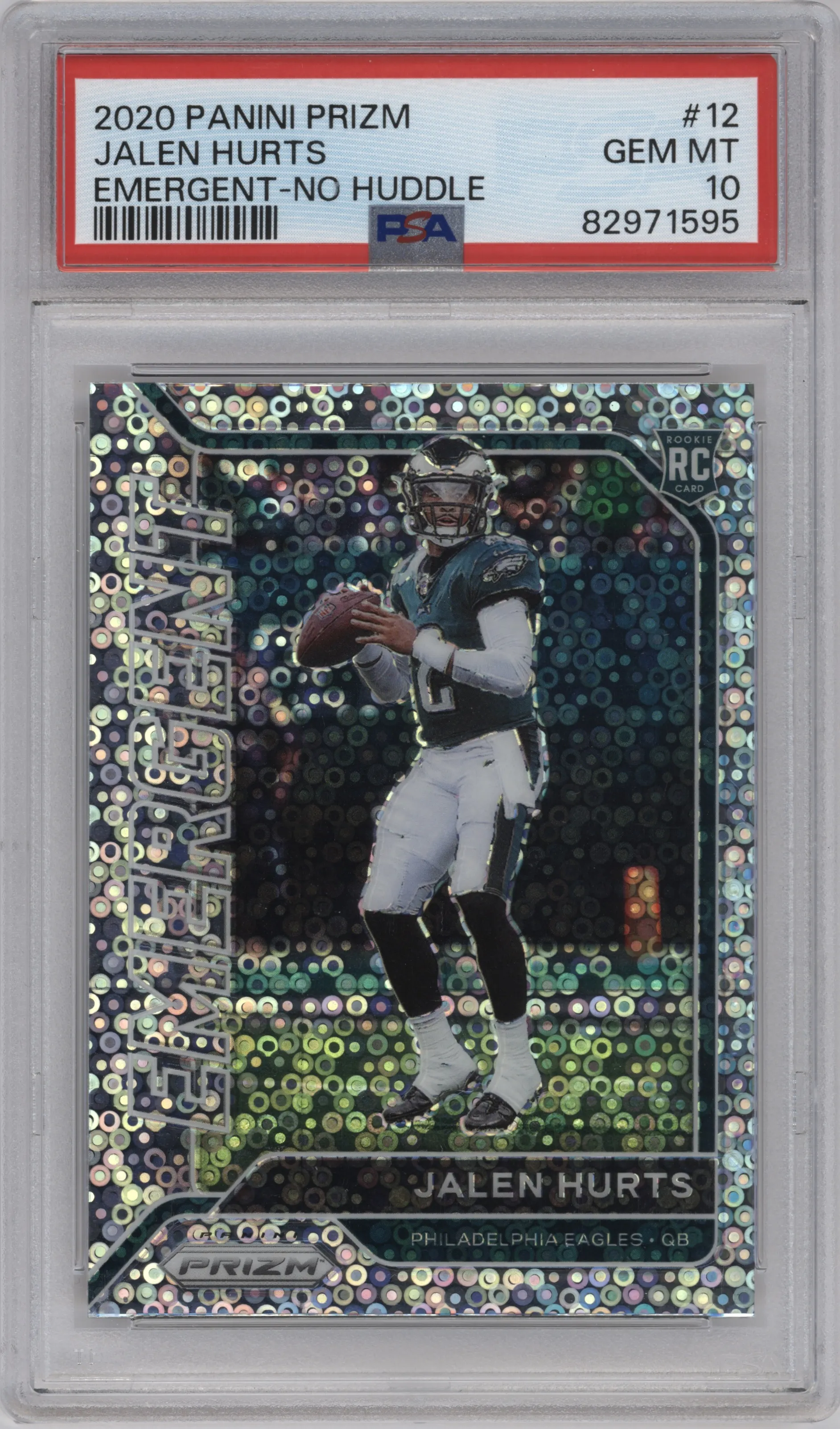 2020 Panini Prizm Emergent Jalen Hurts No Huddle PSA 10