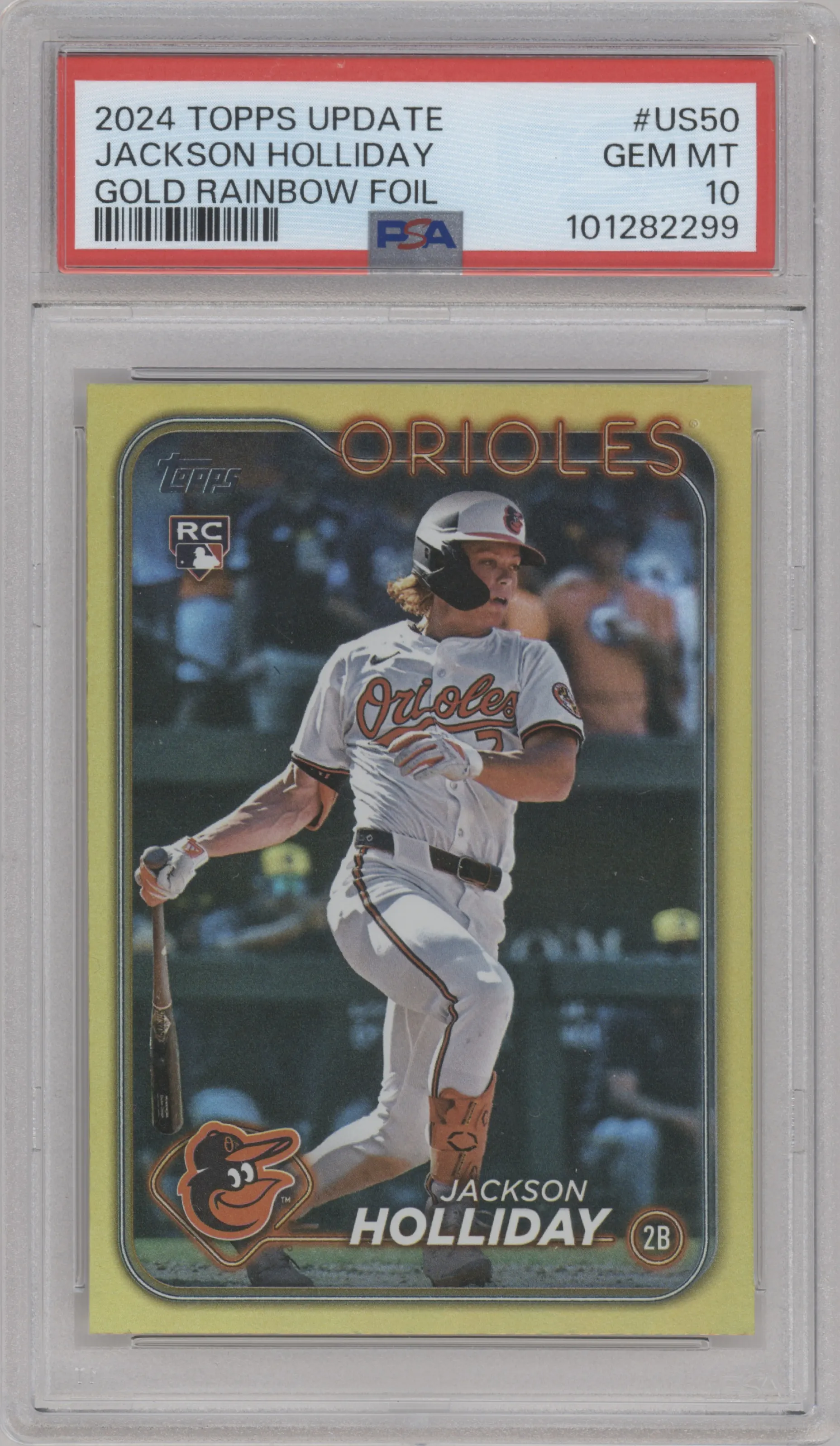 2024 Topps Update Jackson Holliday Gold Rainbow Foil PSA 10