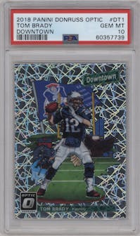 Tom Brady from the 2018 Panini Donruss Optic set graded by PSA and given an overall grade of 10.