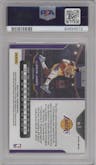 LeBron James from the 2020-21 Panini Prizm set featuring a Silver Prizm parallel graded by PSA and given an overall grade of 9.