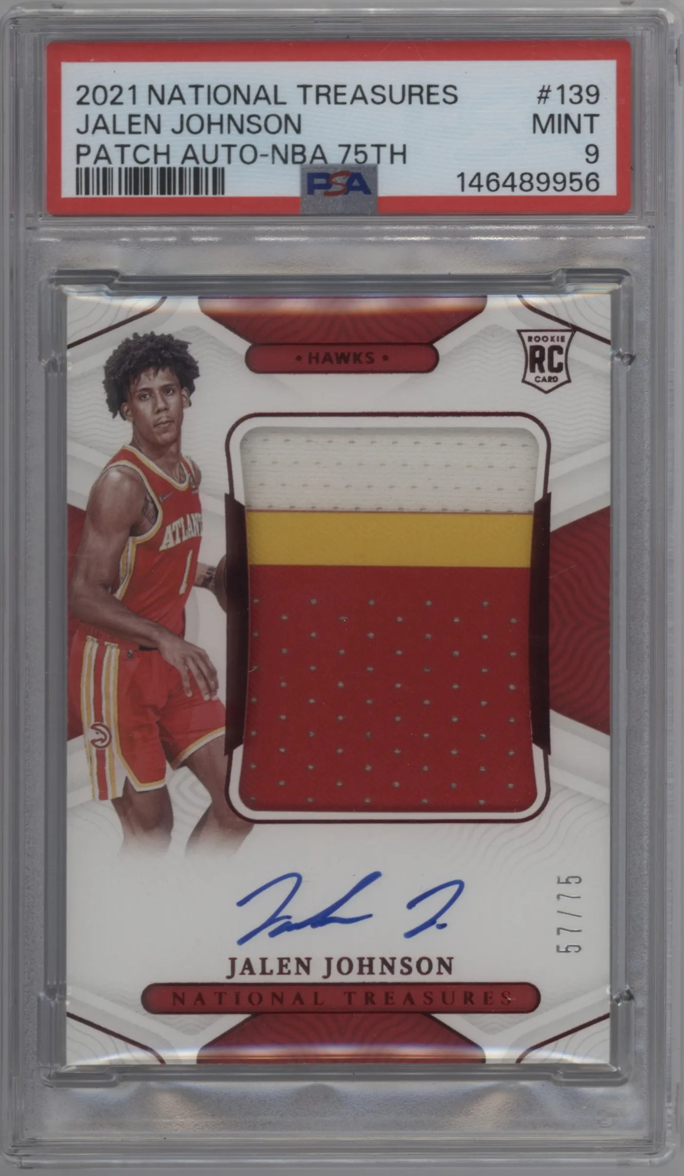 2021 Panini National Treasures RPA Jalen Johnson NBA 75th #139 PSA 9