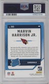 Marvin Harrison Jr. from the 2024 Donruss set graded by PSA and given an overall grade of 10.
