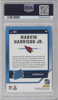 Marvin Harrison Jr. from the 2024 Donruss set graded by PSA and given an overall grade of 10.