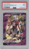 Marvin Harrison Jr. from the 2024 Panini Prizm set featuring a Purple Ice parallel graded by PSA and given an overall grade of 9.