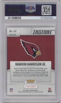  Marvin Harrison Jr.  from the 2024 Panini Instant NFL set graded by PSA and given an overall grade of 10.
