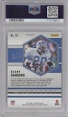 Barry Sanders from the 2021 Panini Mosaic set featuring a Genesis parallel graded by PSA and given an overall grade of 10.