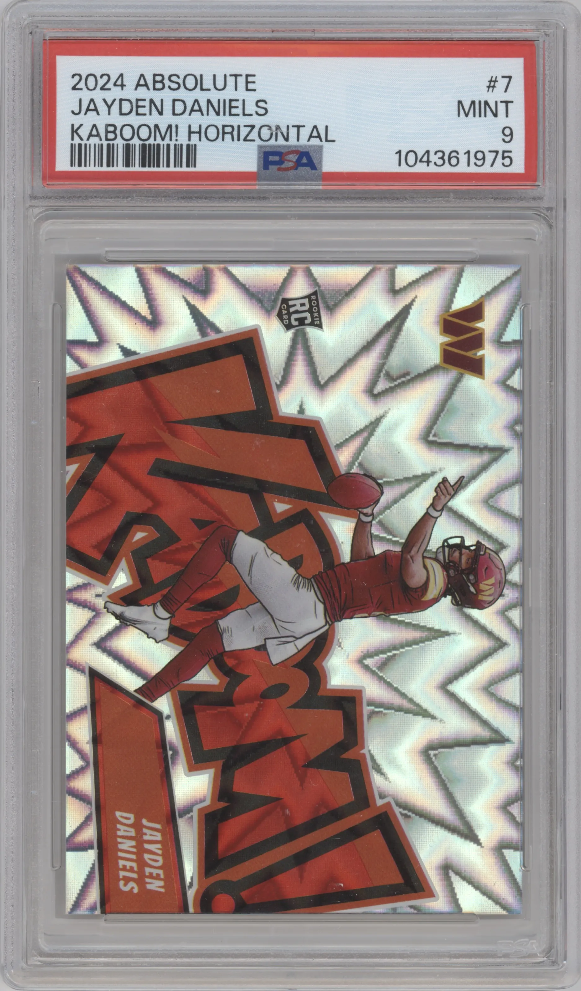 Jayden Daniels from the 2024 Panini Absolute set graded by PSA and given an overall grade of 9.