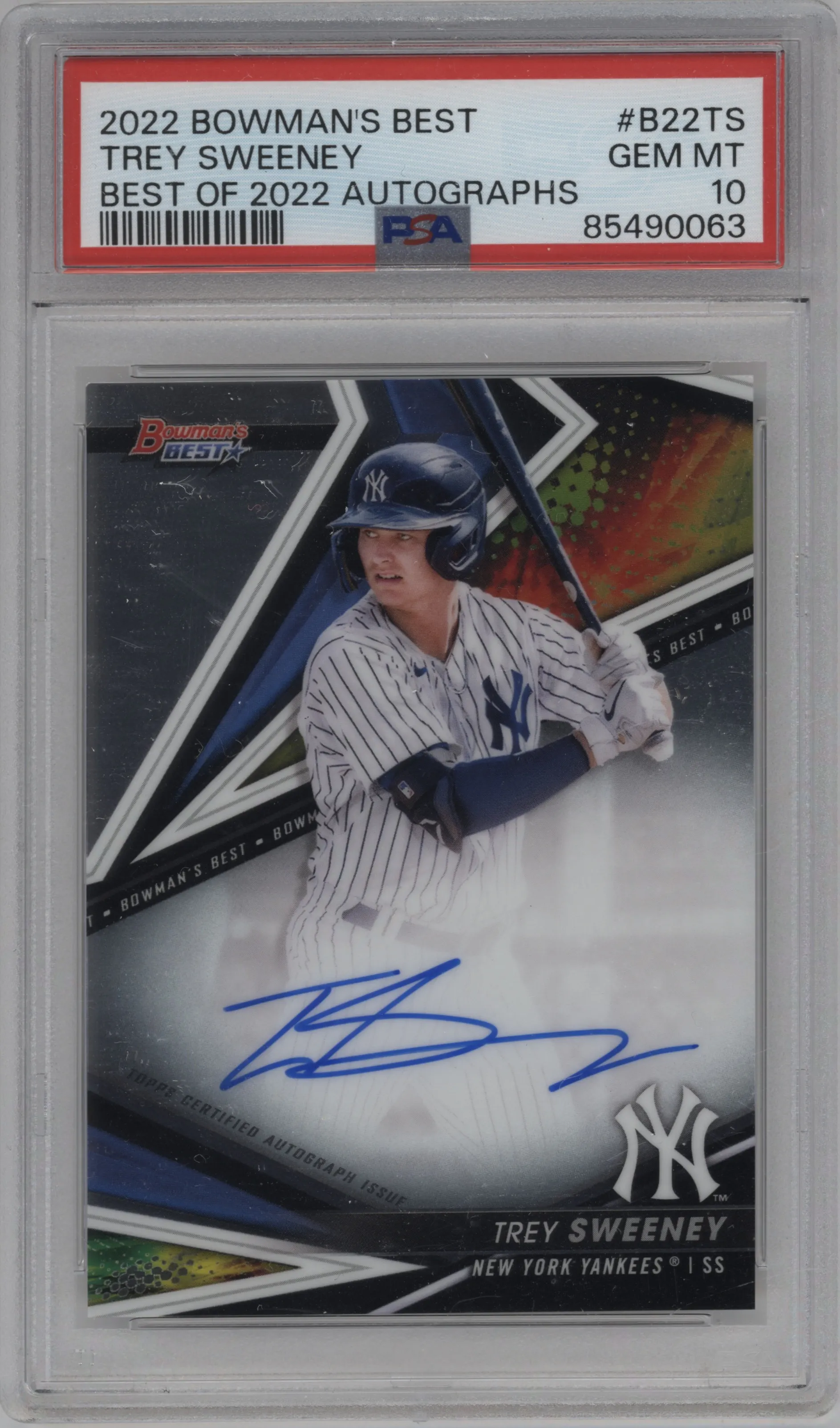 2022 Bowman’s Best Best of 2022 Auto Trey Sweeney #B22-TS PSA 10