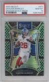 Saquon Barkley from the 2023 Panini Select set featuring a Dragon Scale parallel graded by PSA and given an overall grade of 10.