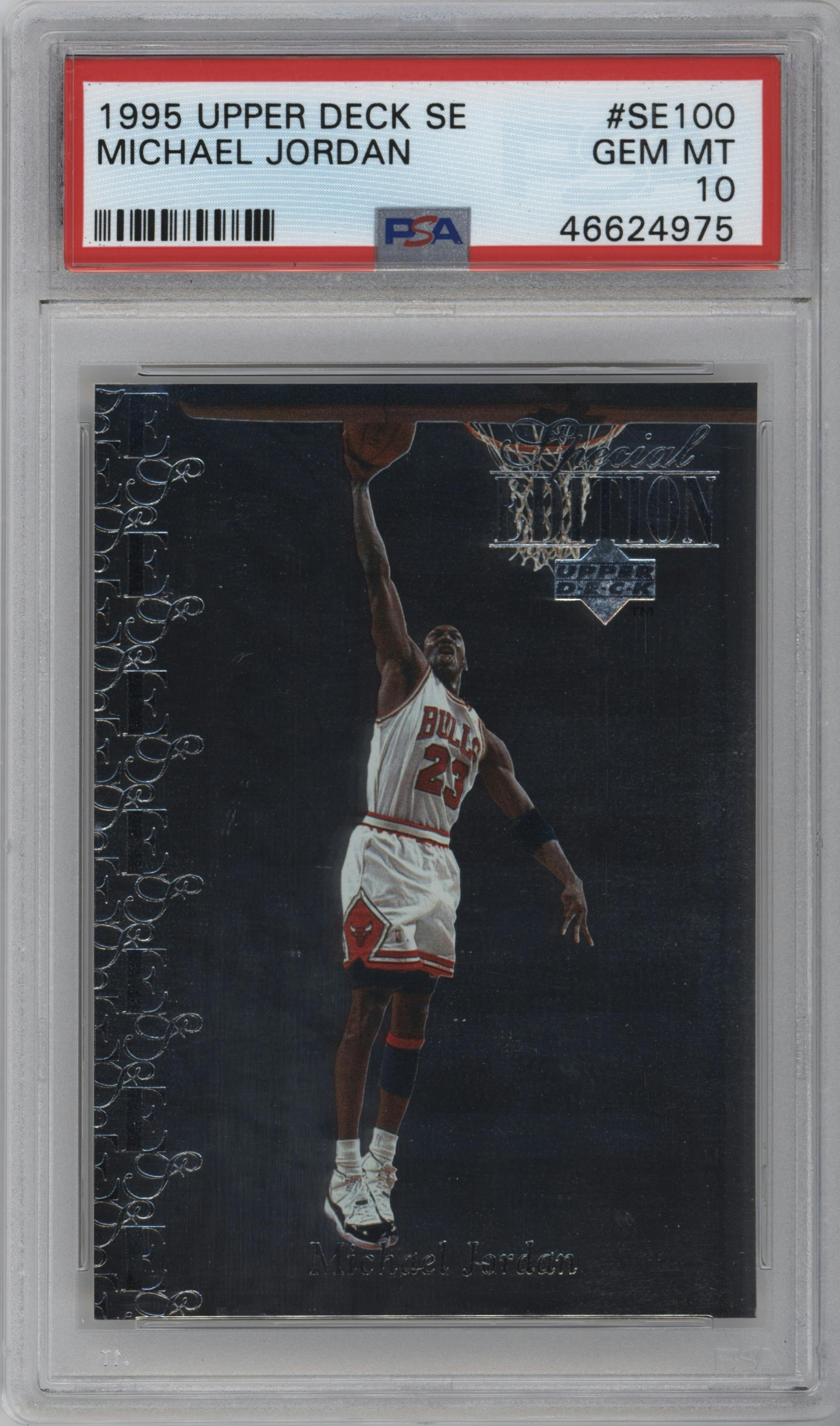 Michael Jordan from the 1995-96 Upper Deck  set graded by PSA and given an overall grade of 10.