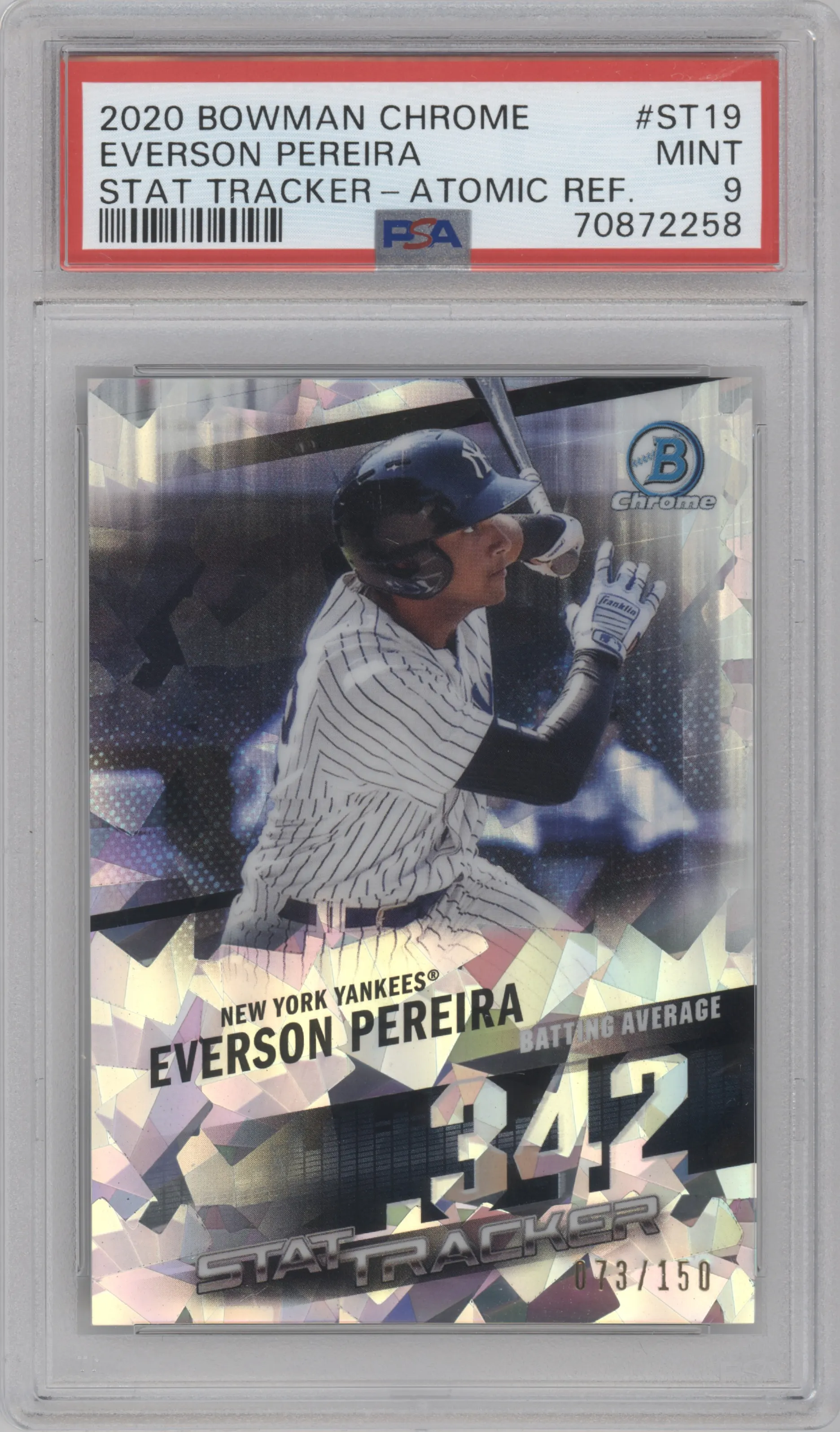 2020 Bowman Chrome Stat Tracker Everson Pereira Atomic Refractor PSA 9