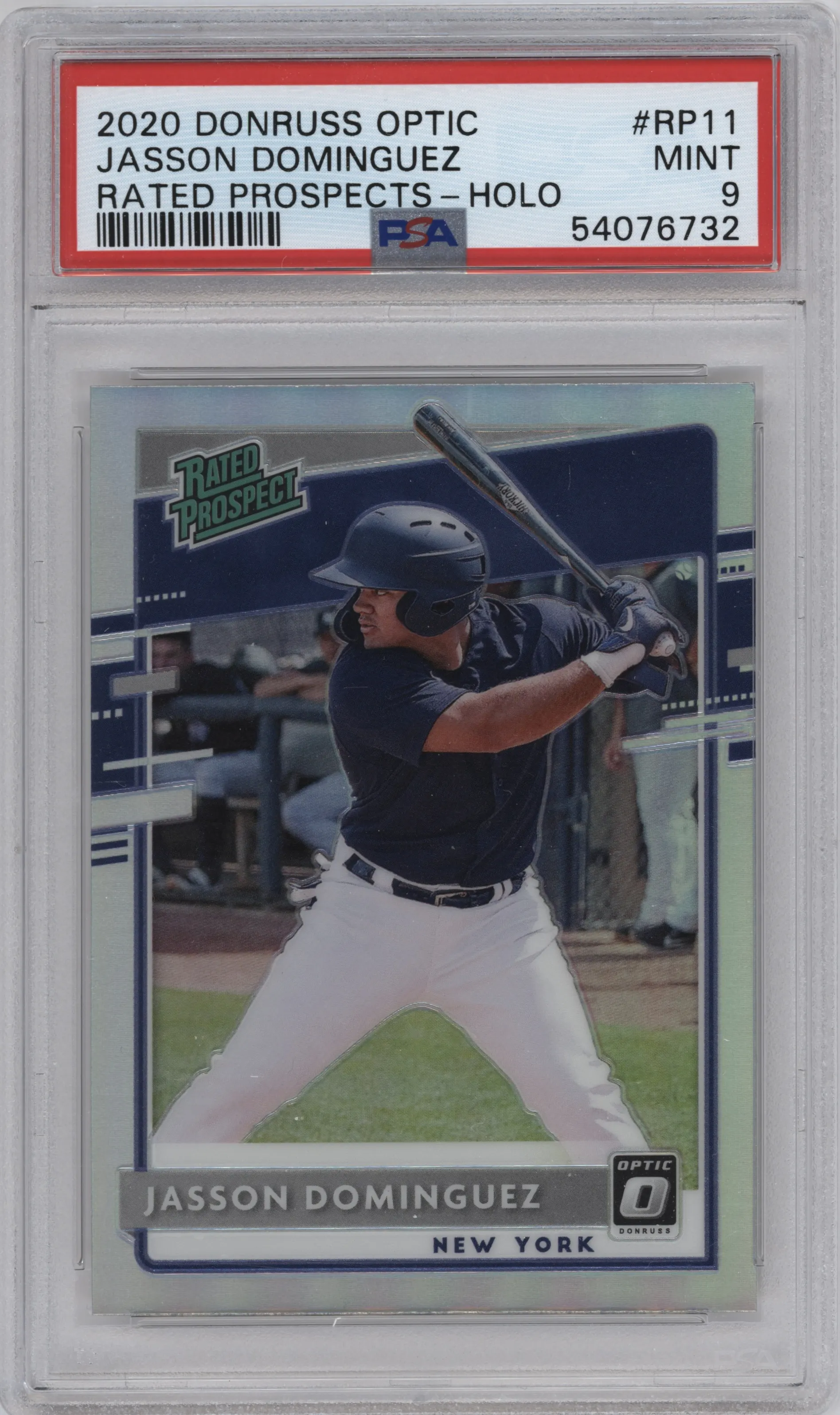 2020 Panini Donruss Optic Rated Prospect Jasson Dominguez Holo PSA 9