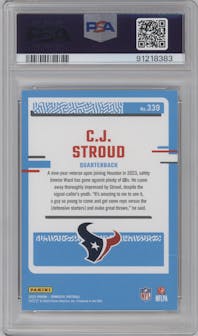 C.J. Stroud from the 2023 Panini Donruss set graded by PSA and given an overall grade of 9.