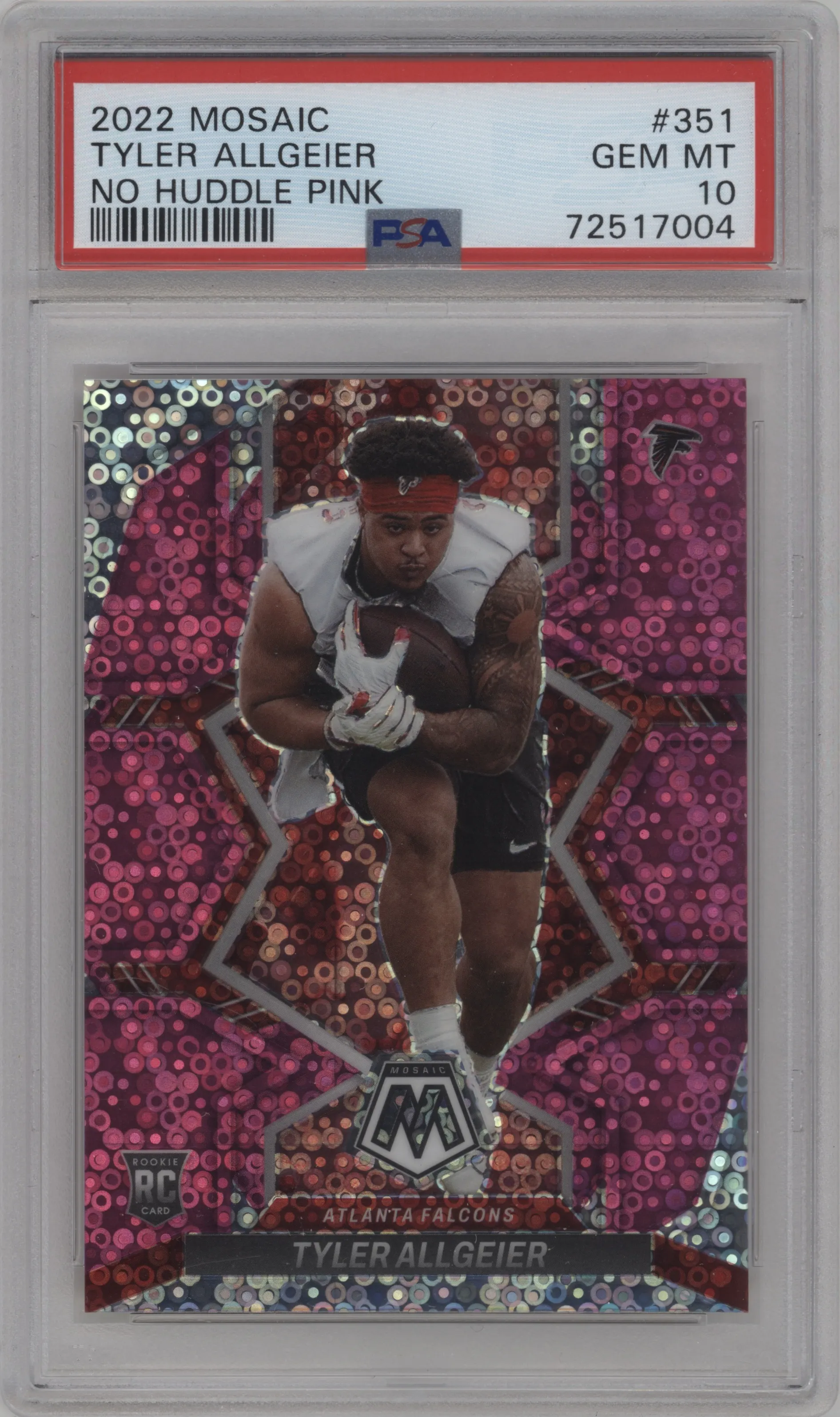 2022 Panini Mosaic Tyler Allgeier No Huddle Pink PSA 10