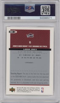 LeBron James from the 2003-04 Upper Deck MVP set graded by PSA and given an overall grade of 10.