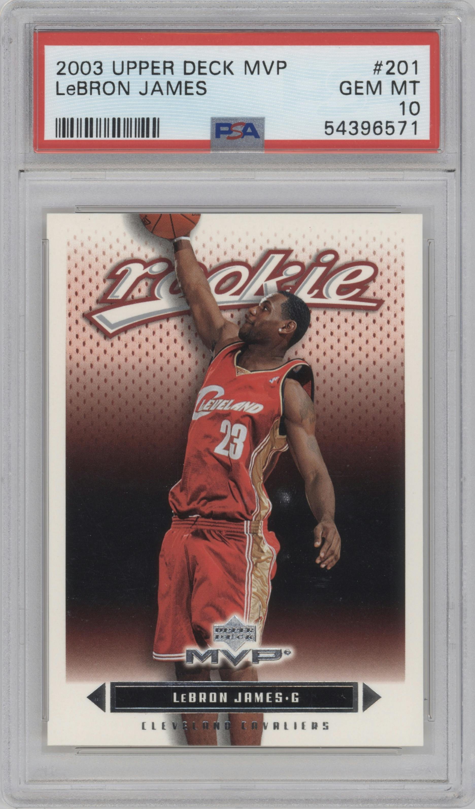 LeBron James from the 2003-04 Upper Deck MVP set graded by PSA and given an overall grade of 10.
