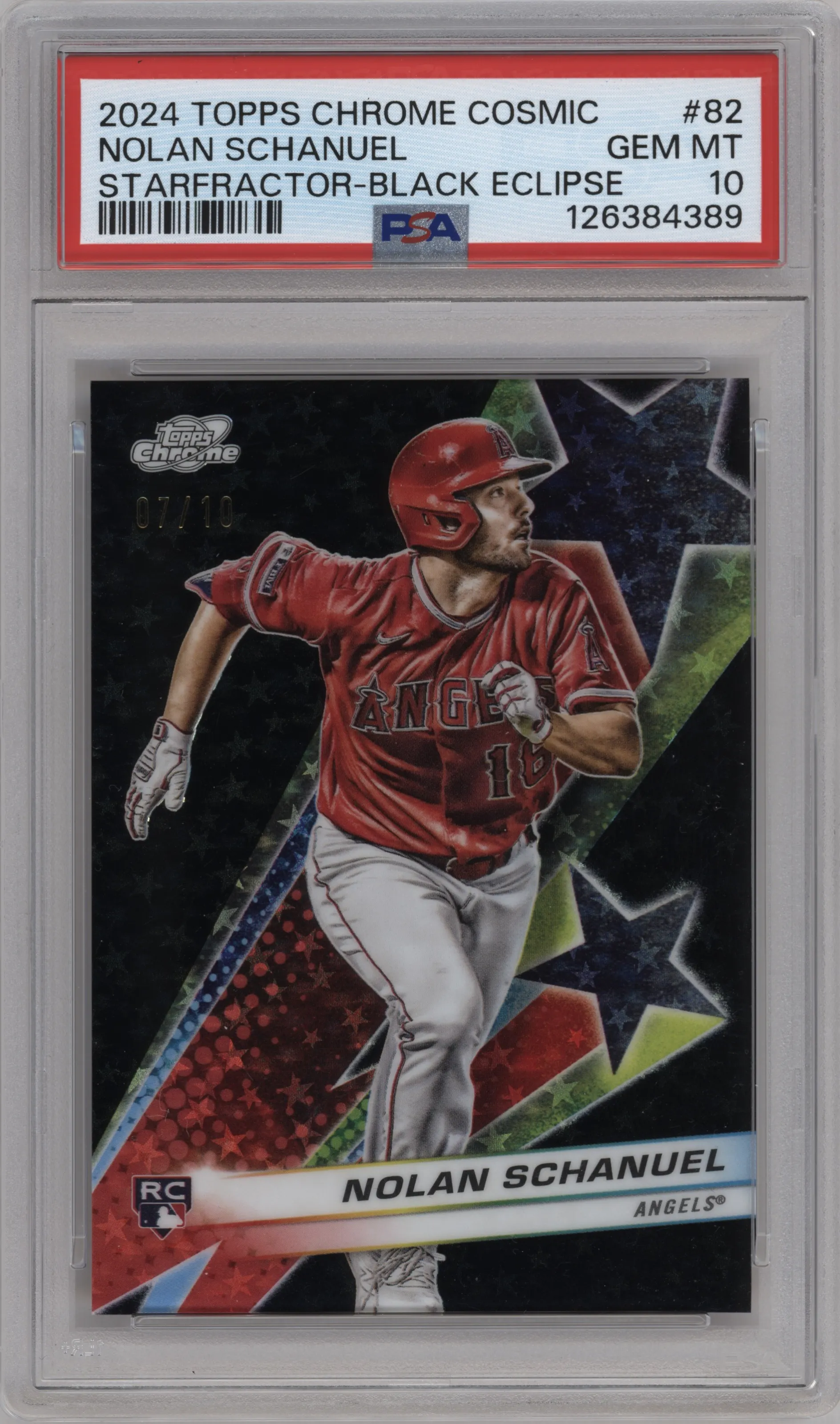 2024 Topps Cosmic Chrome Starfractor Nolan Schanuel Black Eclipse Refractor #SF-82 PSA 10